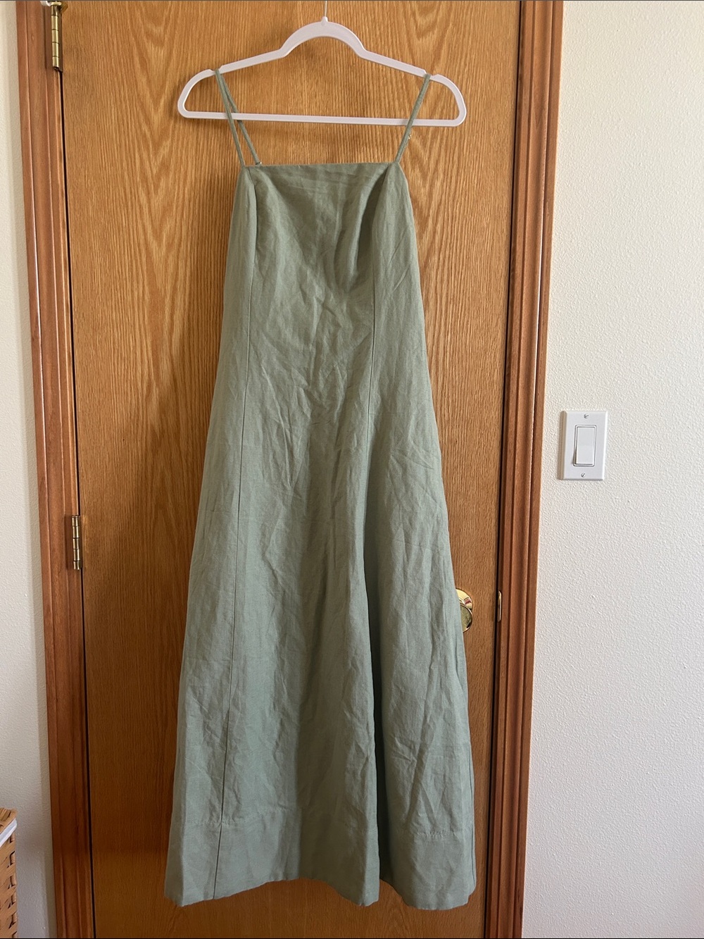 The Drop - Sage Green Maxi Dress with Spaghetti Straps